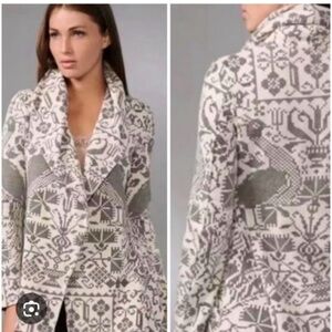 FP Free‎ People Geometric Black Cream Peacock Blazer Jacket Large